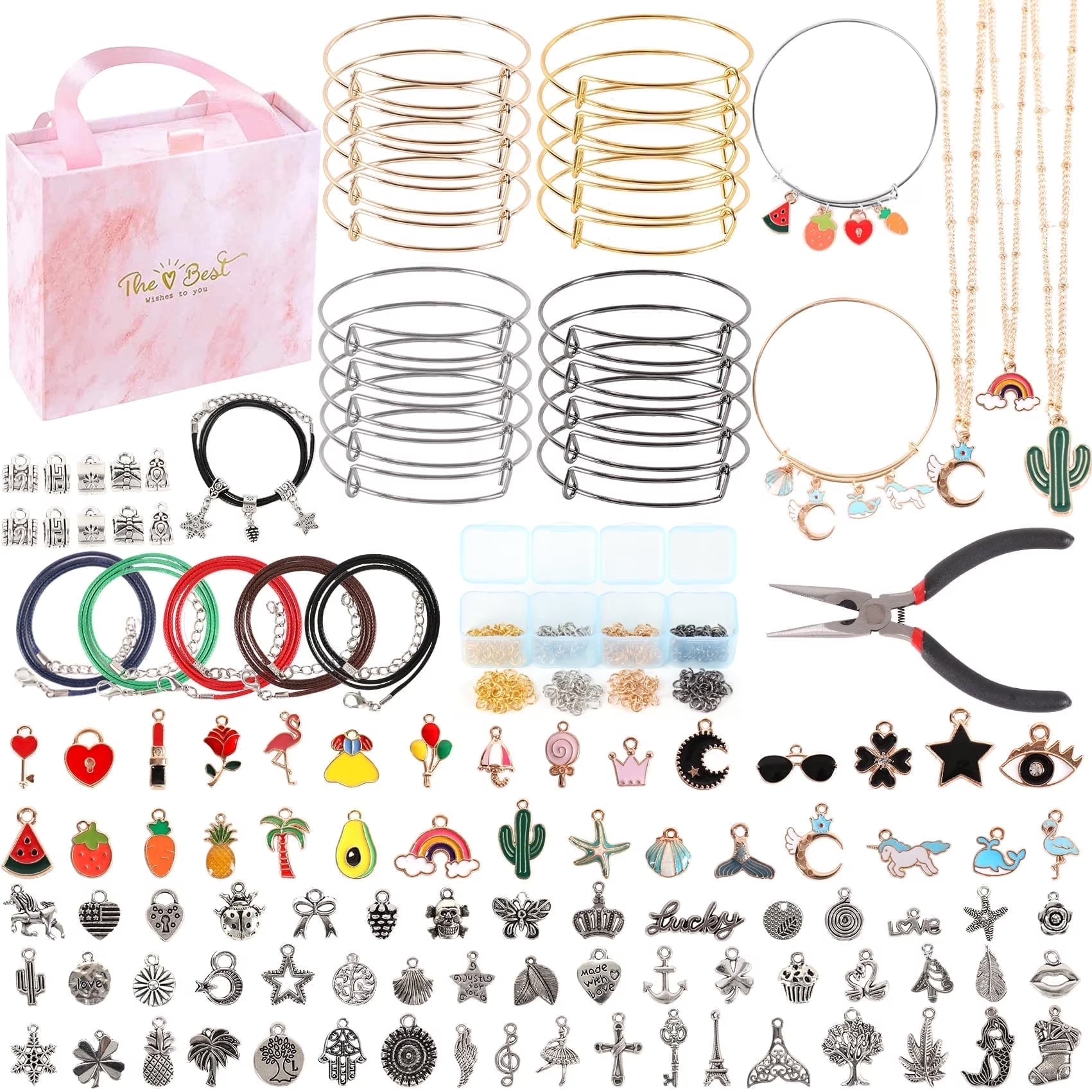 Jewelry Making Kit for Girls - Complete Bangles and Bracelets Set with Plier and Gift Box