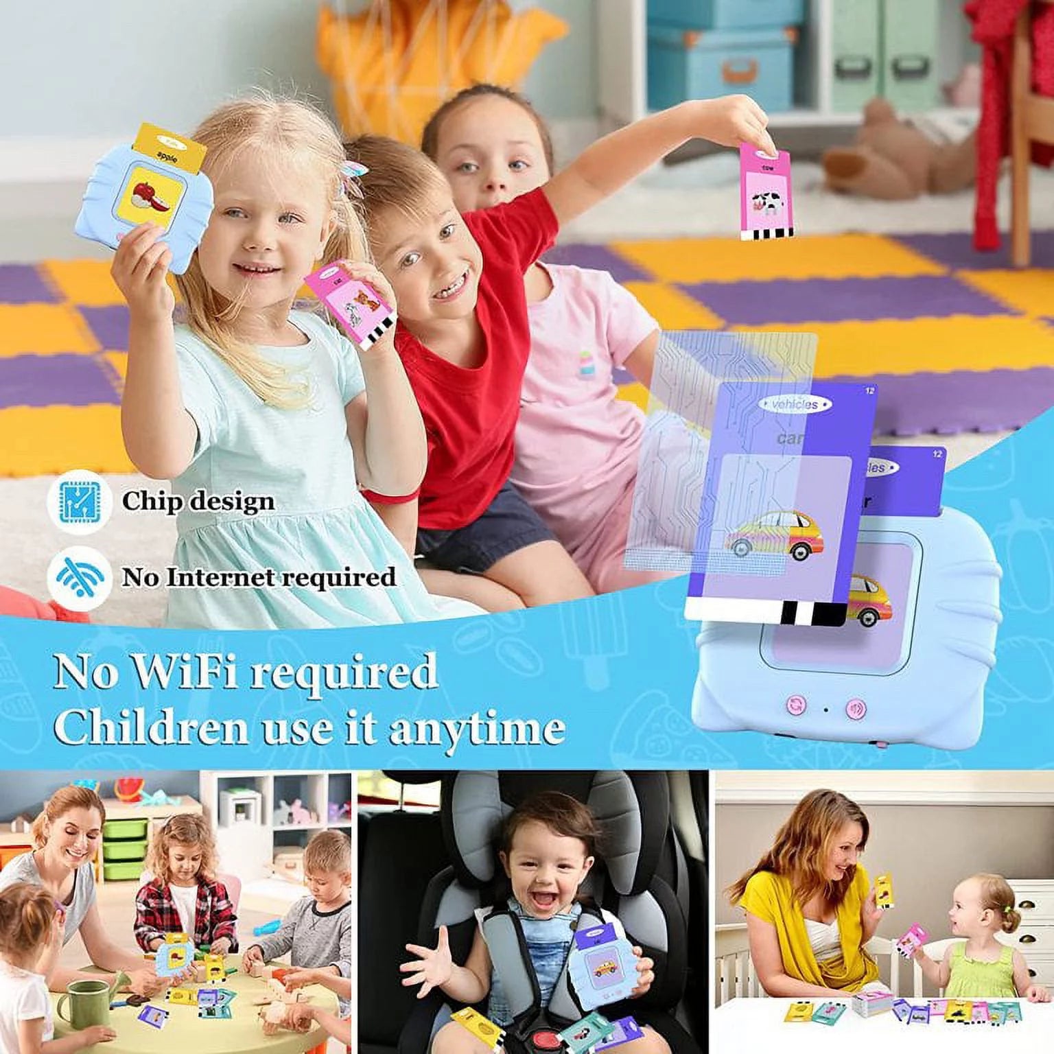 Engaging Talking Flash Cards for Speech Therapy - 224 Montessori Sight Words for Preschool Learning and Speech Development (Blue)