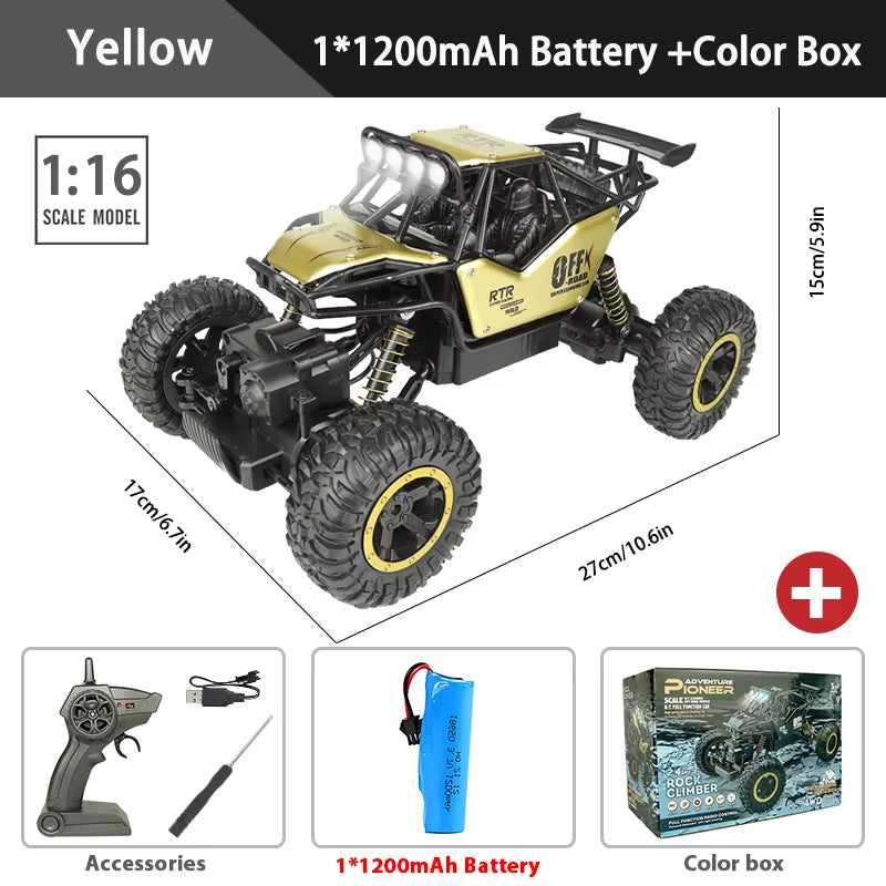 1:16 / 1:24 4WD RC Car with Led Lights Radio Remote Control Cars Buggy Off-Road Control Trucks for Children Toys
