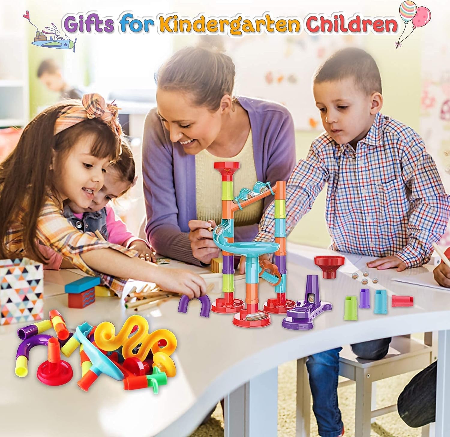 Ultimate Marble Run Set - STEM Building Blocks & Glass Marbles for Kids 4-8 | Fun Maze Race Game & Educational Toy | Perfect Birthday Gift for Boys & Girls