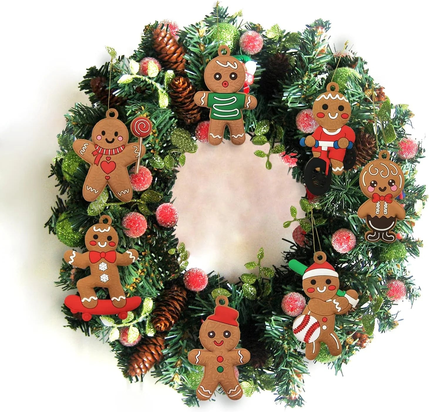 14Pcs Gingerbread Christmas Ornaments Gingerbread Christmas Tree Decorations Holiday Decor (Sports)