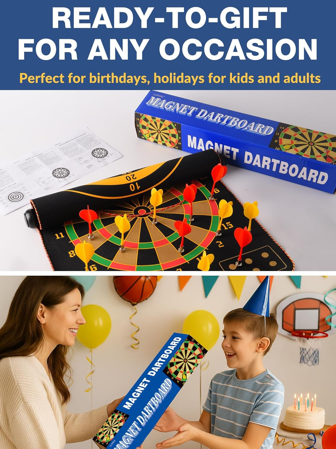 Double-Sided Magnetic Dart Board - Portable Fun for Kids, Teens & Adults - Perfect for Family Parties, Camping & Birthday Gifts!