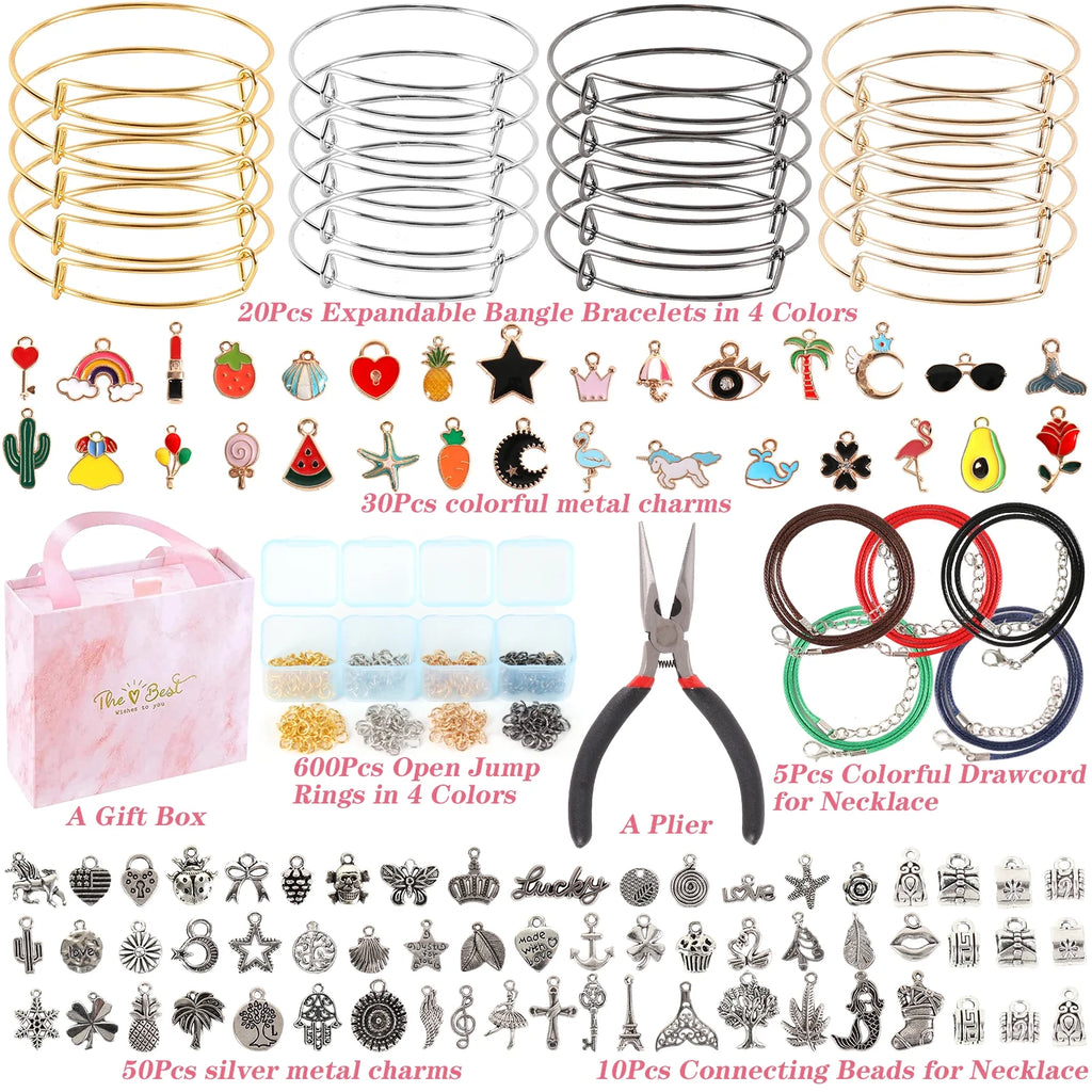 Jewelry Making Kit for Girls - Complete Bangles and Bracelets Set with Plier and Gift Box