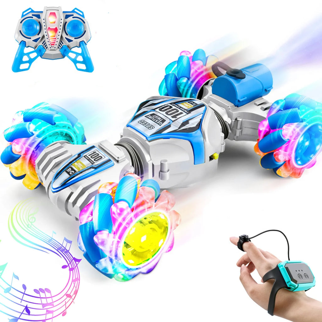 4WD Remote Control Stunt Car with Gesture Sensor, 2.4GHz Double-Sided Off-Road Vehicle Featuring Lights and Music, Ideal for Boys and Girls' Birthdays