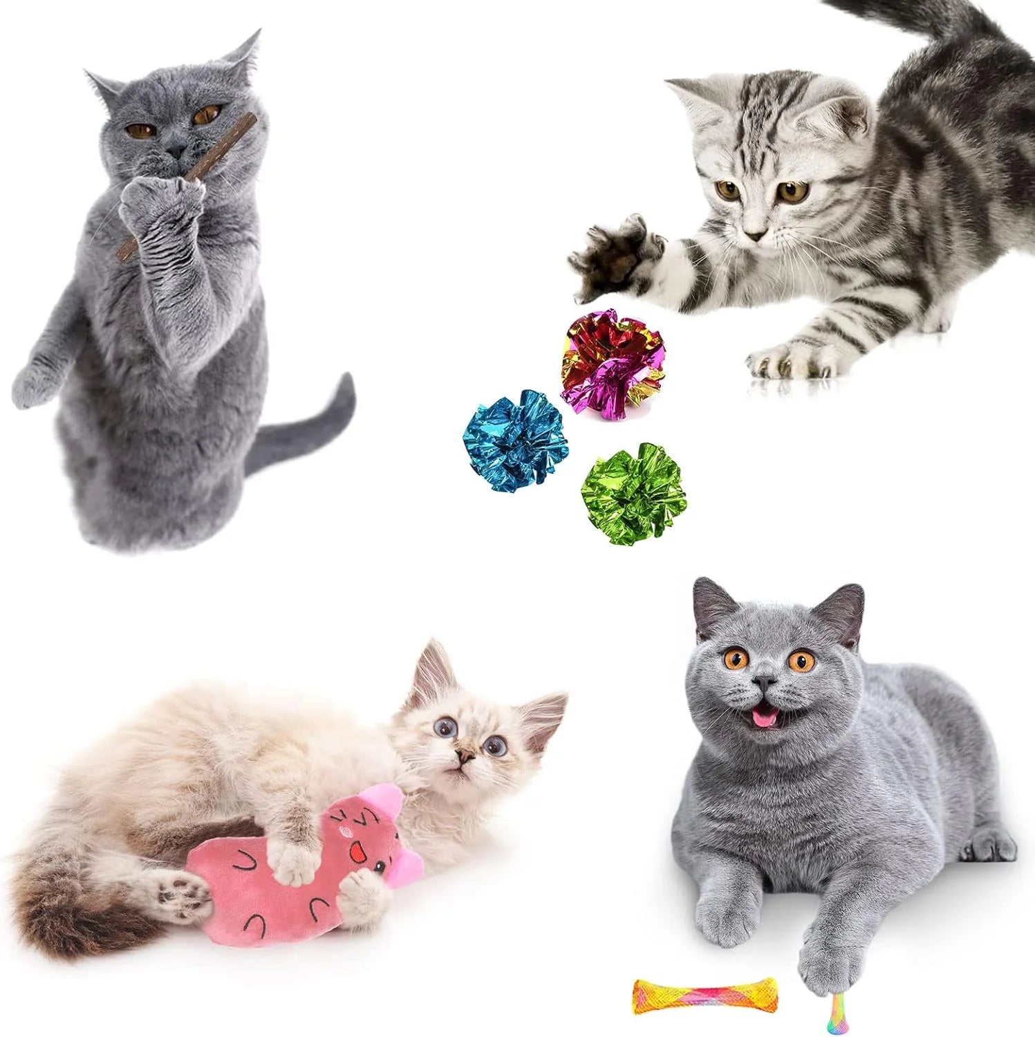 Ultimate 34-Piece Cat Toy Set - Interactive Tunnels, Wands & Catnip Teasers for Endless Fun!