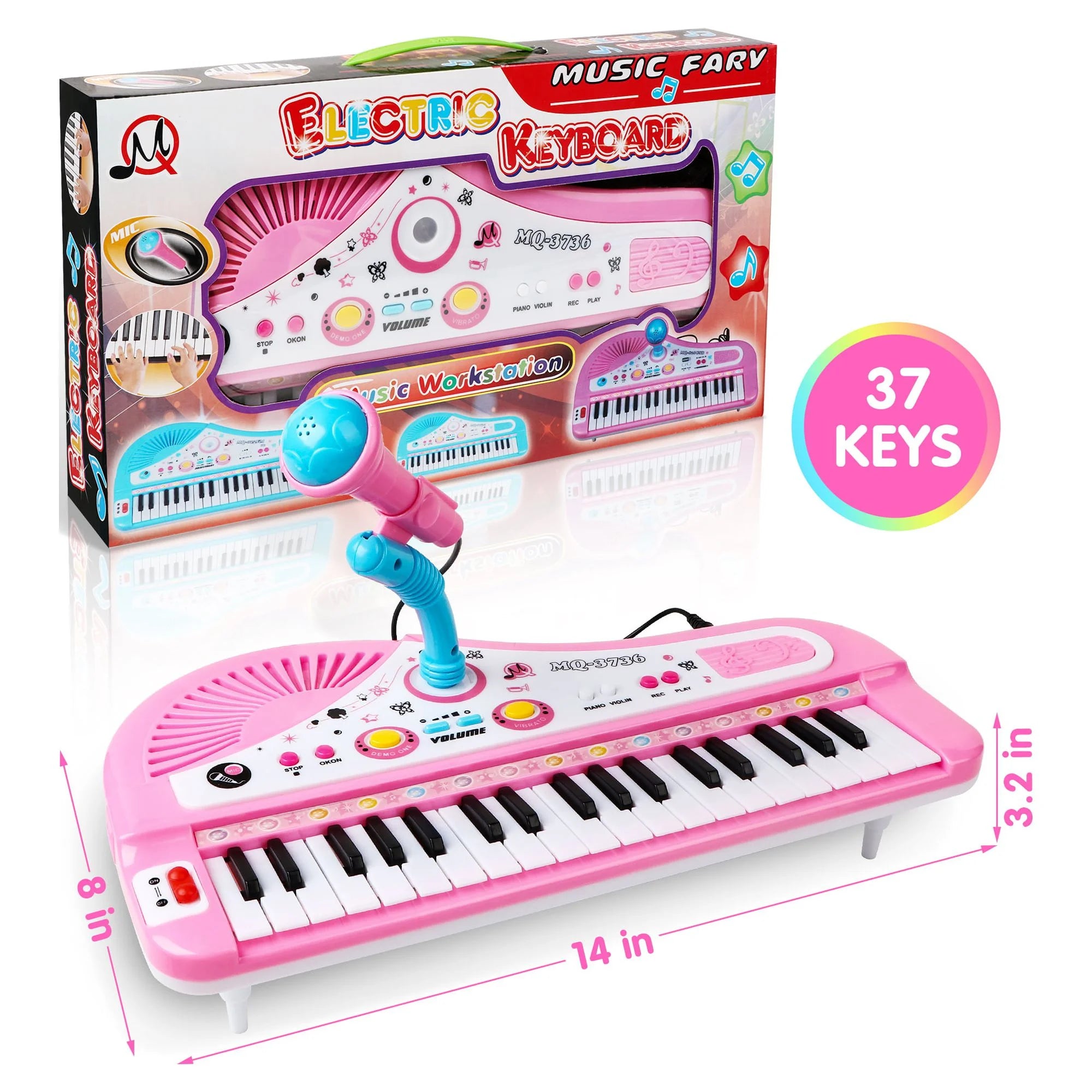 Pink Musical Baby Piano with Microphone - Perfect Birthday Gift for Toddlers and Kids Aged 1-8!