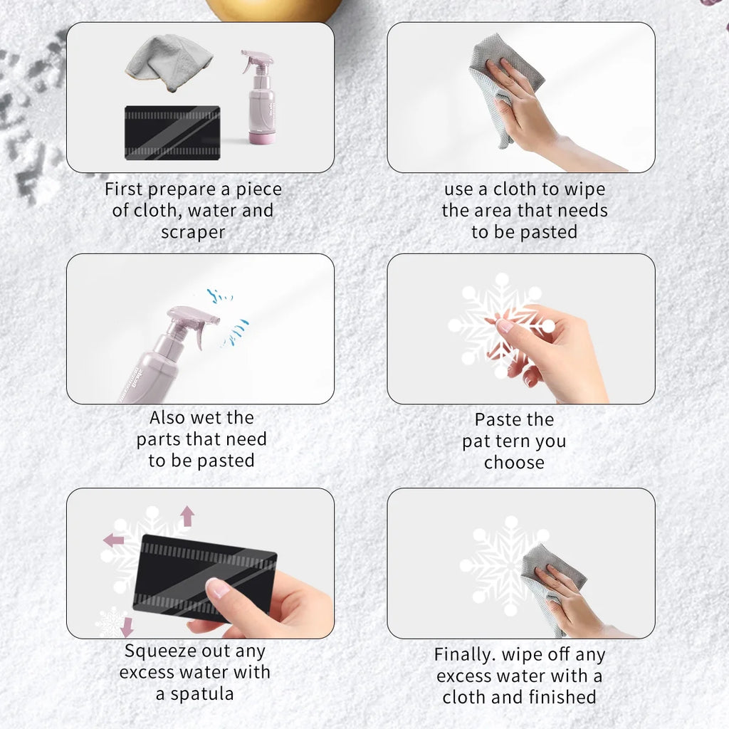 Christmas Window Stickers Clings Snowflakes Decorations for Glass Decorations Holiday Decals for Party 8 Sheets