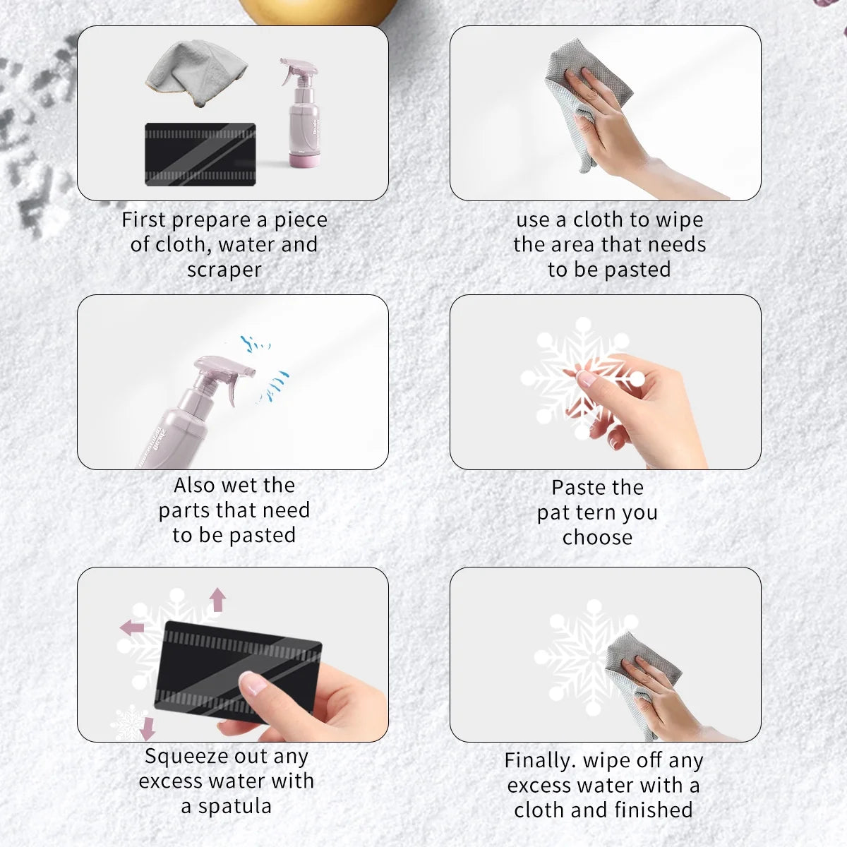 Christmas Window Stickers Clings Snowflakes Decorations for Glass Decorations Holiday Decals for Party 8 Sheets