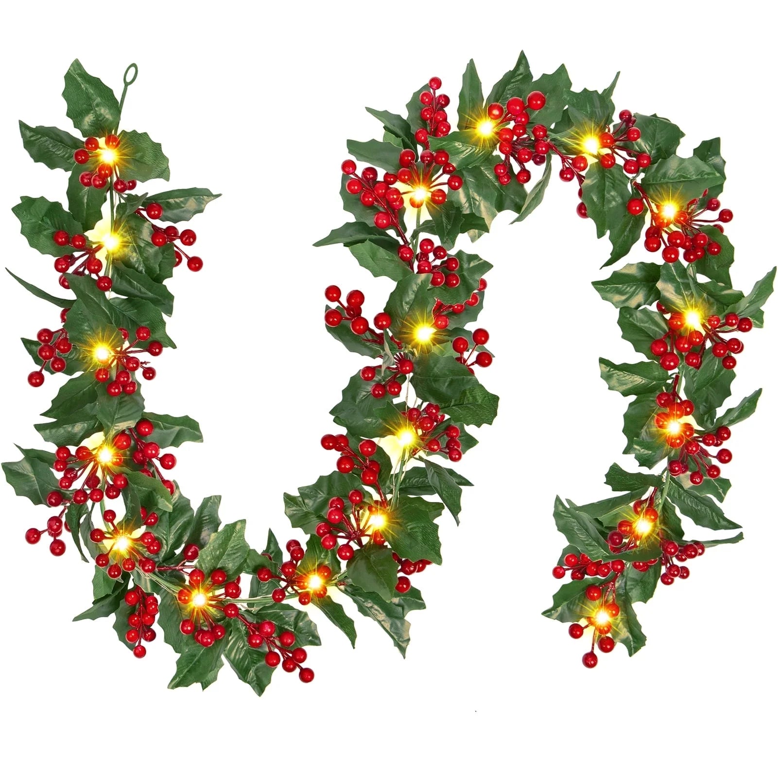 Christmas Garlands Decorations, 5.9 Ft Artificial Xmas Garland with Lights for Indoor Outdoor Home Table Christmas Decor