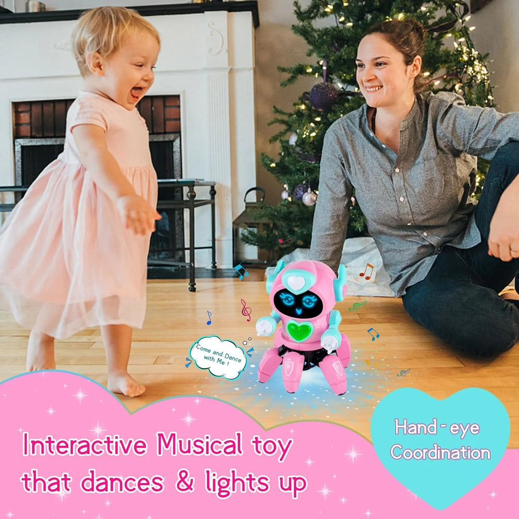 Interactive Dancing Robot Toy for Kids – Musical, Flashing Lights, Perfect Gift for Boys & Girls Ages 3-8 – Pink