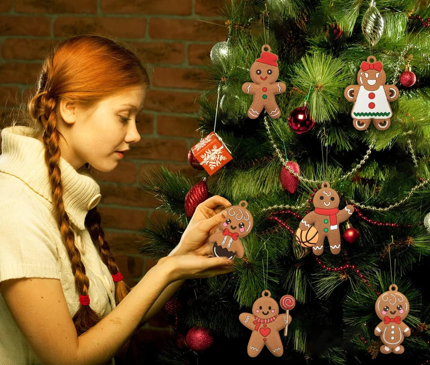 14Pcs Gingerbread Christmas Ornaments Gingerbread Christmas Tree Decorations Holiday Decor (Sports)