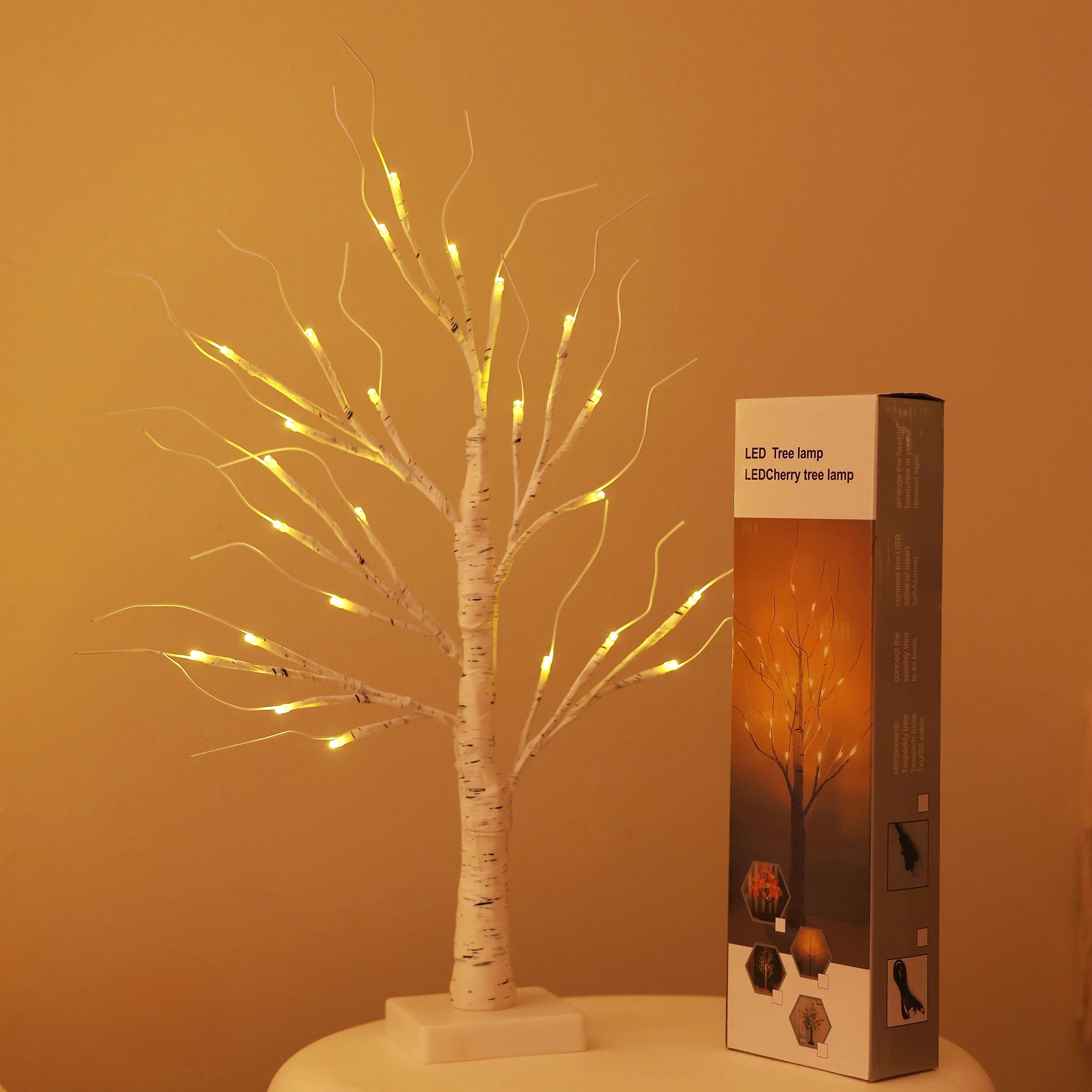 2Pack Christmas Tree Decorations - Birch Fairy Light Spirit Trees with 24 LED Warm White Lights, Usb/Battery Powered Indoor Holiday Decor, 2 FT