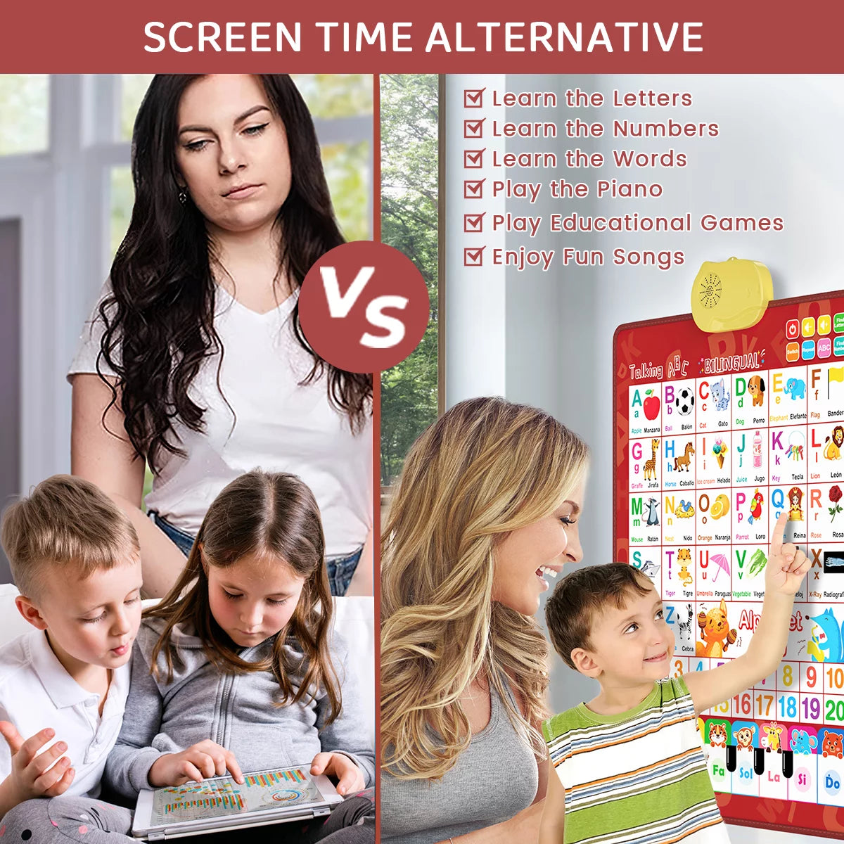 Electronic Alphabet Wall Chart: Learning Toy Ages 2-6: English & Spanish