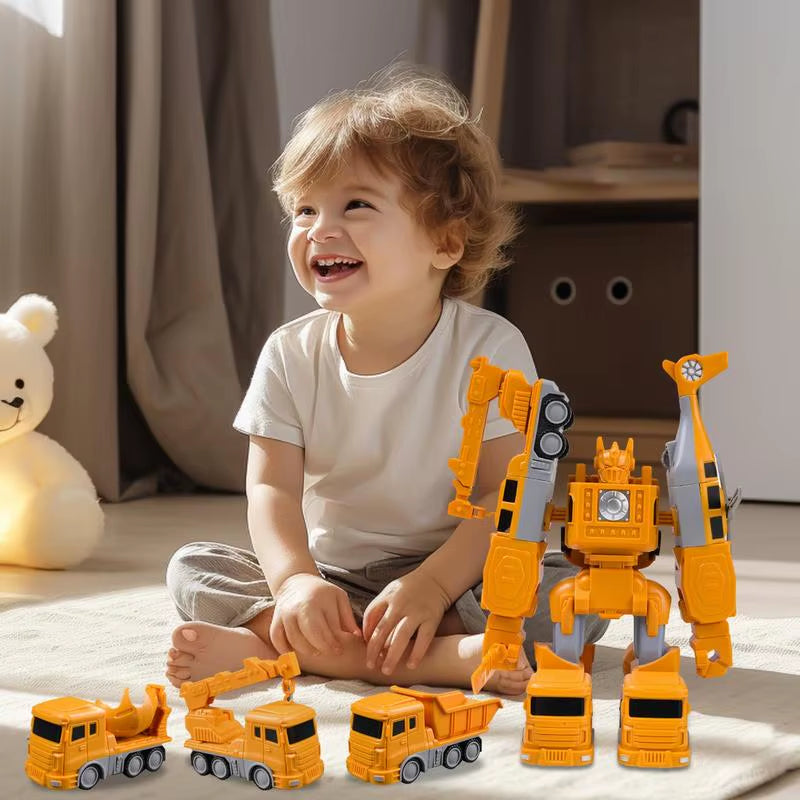 Magnetic Transforming Robot Car Toy - Build & Play Engineering Vehicle for Kids