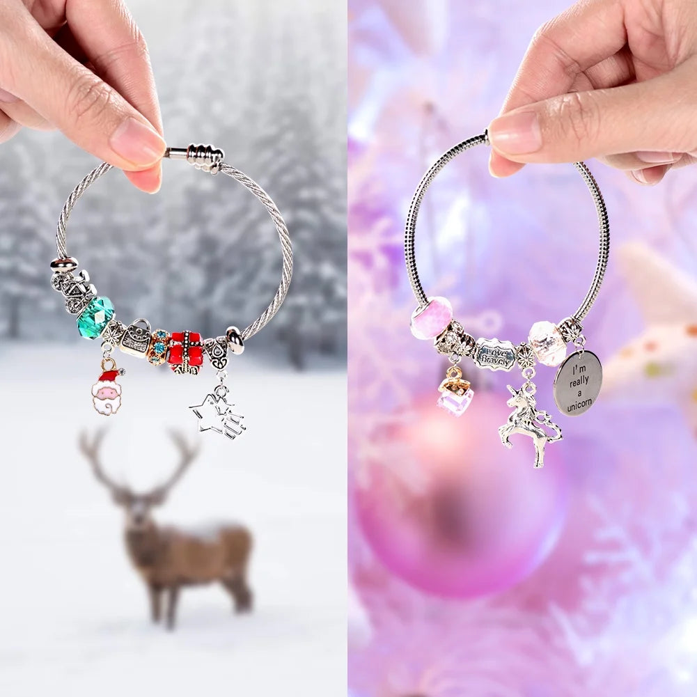 Unicorn Charm Bracelet Making Kit - Perfect Birthday Gift for Girls Ages 6-12, Fun Arts and Crafts Jewelry Kit for Creative Kids!