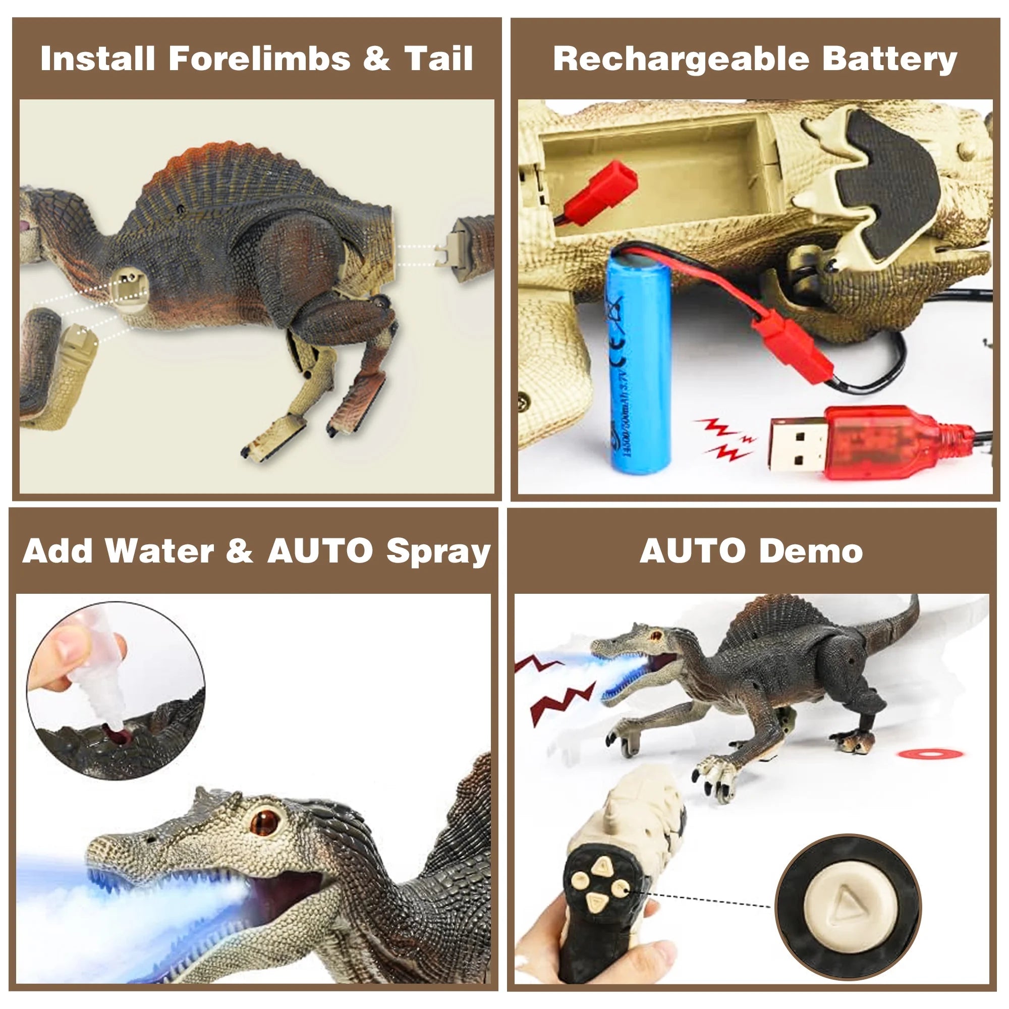 Remote Control Roaring Dinosaur Toy - Interactive Walking & Spraying RC Robot for Kids Ages 3-8 - Perfect Birthday & Christmas Gift