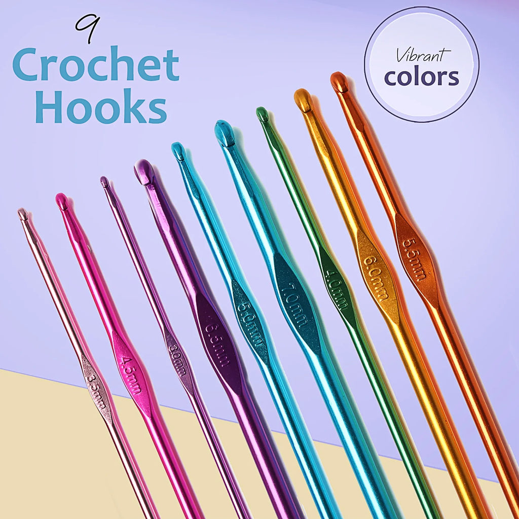 Crochet Kits for Beginners, 1100 Yards for Crochet Yarn Balls and 12 Pcs Crochet Hooks Set , Tote Bag for Travel