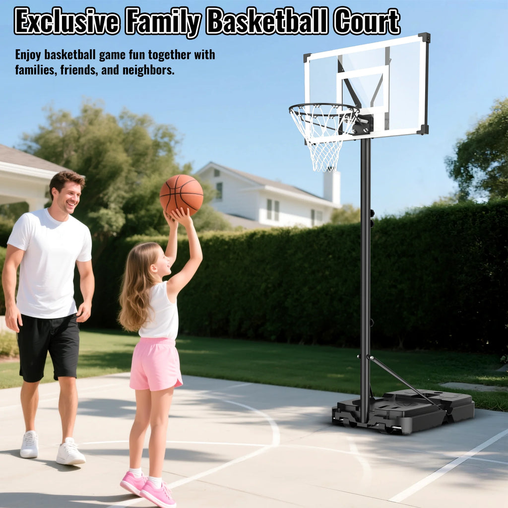 44" Adjustable Portable Basketball Hoop - Perfect for Kids & Adults, Shatterproof Backboard, Easy Mobility with Wheels