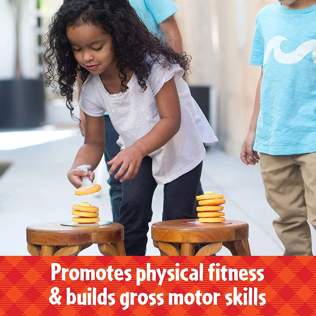 Pancake Pile-Up Relay Race Game - Fun Educational Preschool Game for 2-4 Players Ages 4+