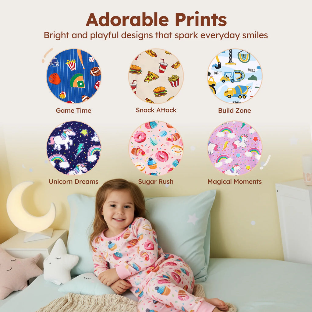 Girls Pajamas Toddler Clothes Viscose from Bamboo Kids 2-Piece Pj Set Gifts Short Sleeve Tops Pants Snug Sleepwear Sizes 6Y