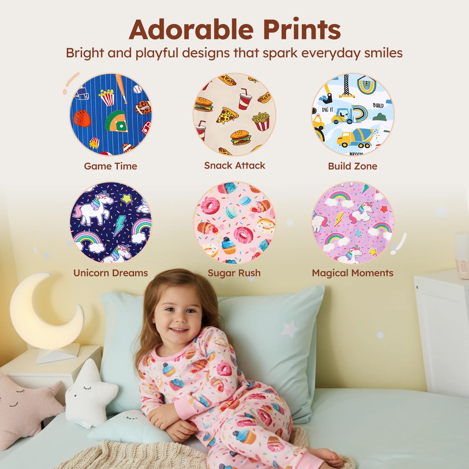 Girls Pajamas Toddler Clothes Viscose from Bamboo Kids 2-Piece Pj Set Gifts Short Sleeve Tops Pants Snug Sleepwear Sizes 6Y