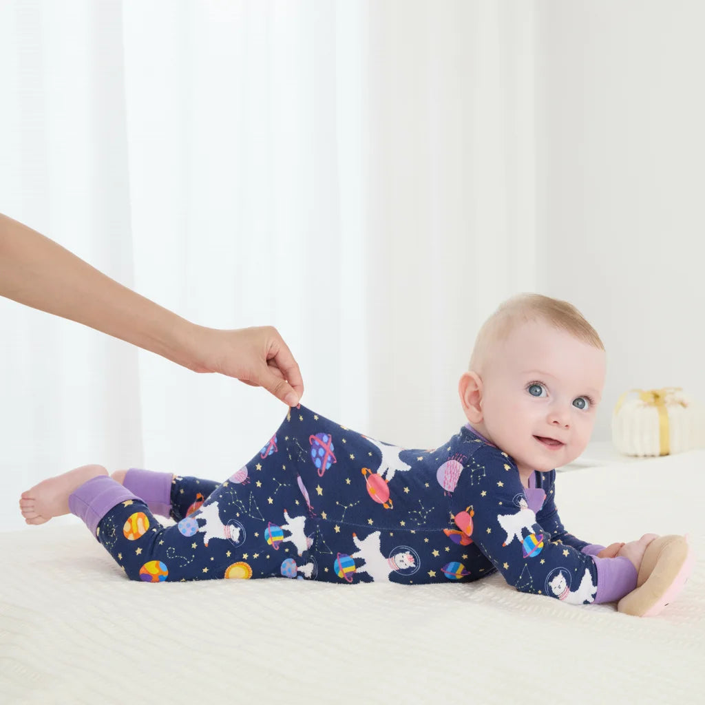 Baby Clothes Viscose from Bamboo Baby Pajamas Snug Fit Footless Zip Bodysuits Baby Sleep N Play Pajamas for Newborn Girl 2Pack,3-6 Months