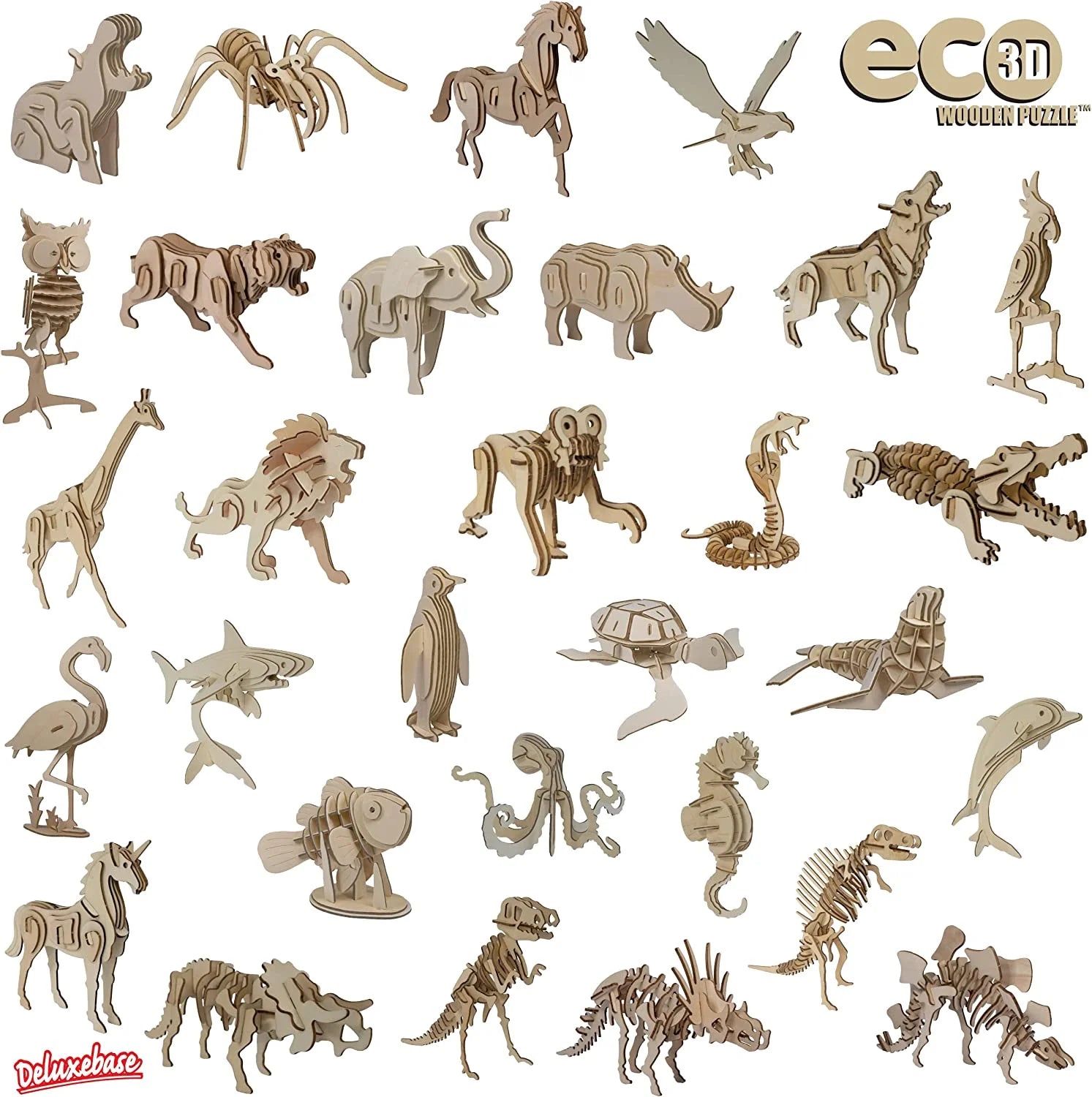 Eco 3D Wooden Eagle Puzzle - Sustainable DIY Safari Animal Craft Kit