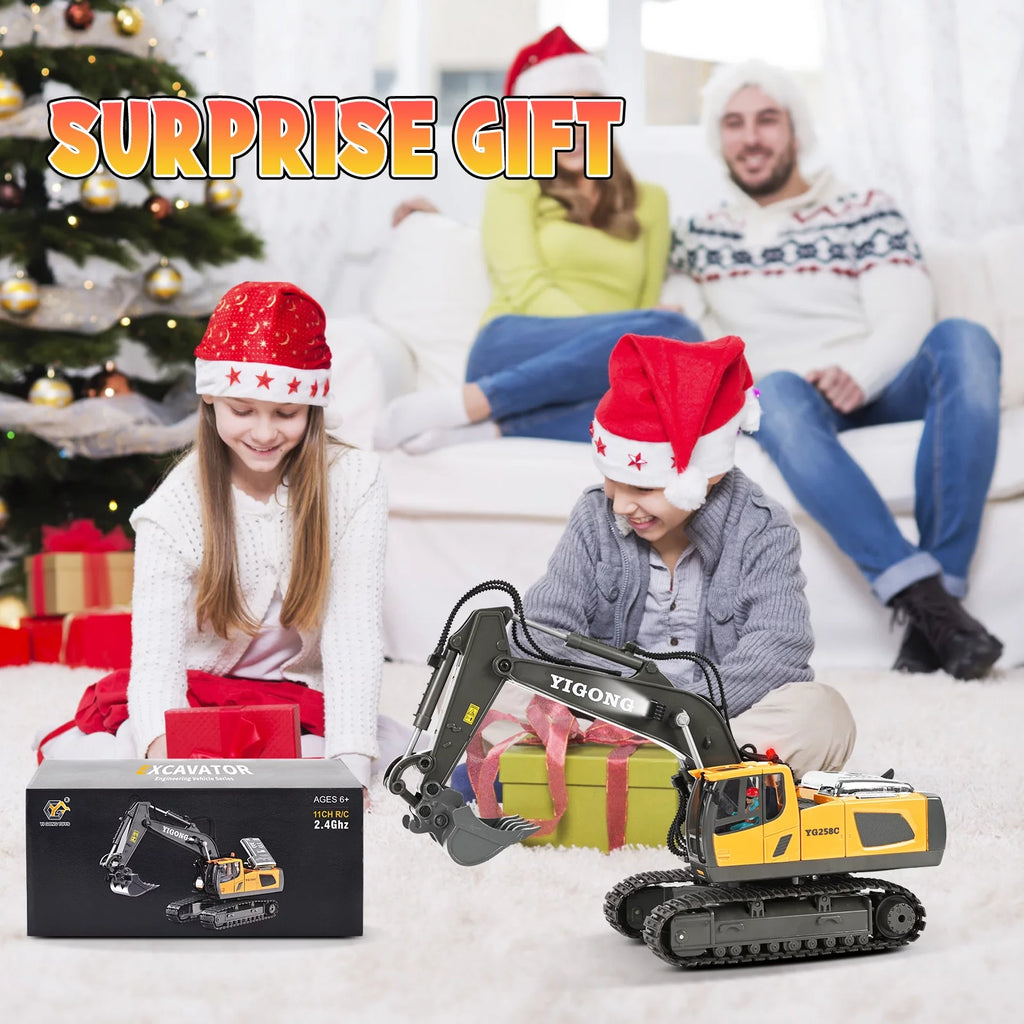 Ultimate 11-Channel Remote Control Excavator Toy - Rechargeable Construction Vehicle with Lights & Sounds - Perfect Gift for Kids Ages 3-12!