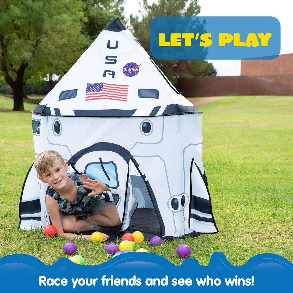 Rocket Ship Pop-Up Play Tent - Indoor & Outdoor Spaceship Playhouse for Kids
