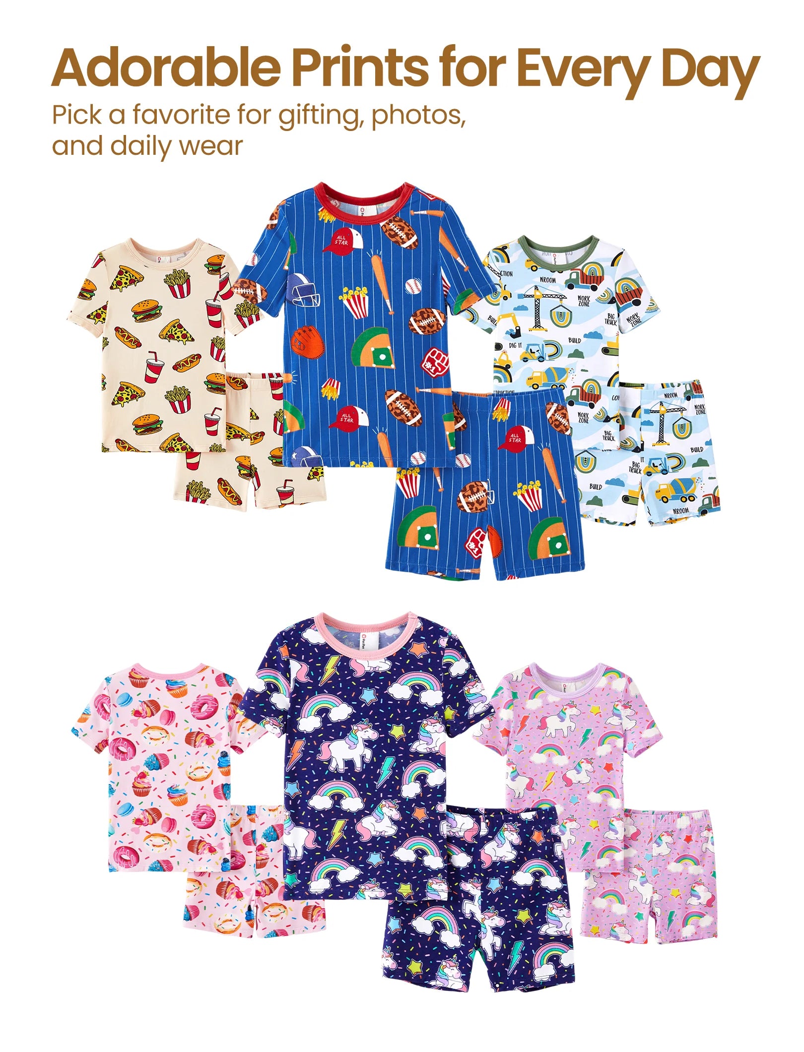 Girls Pajamas Toddler Clothes Viscose from Bamboo Kids 2-Piece Pj Set Gifts Short Sleeve Tops Pants Snug Sleepwear Sizes 6Y