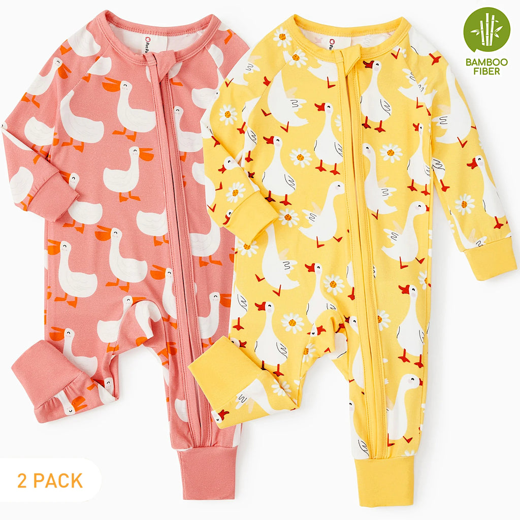 Baby Girl Clothes Unisex Viscose from Bamboo Footless Zip Sleepwear Long Sleeve Snug Fit Baby Pajamas for Newborn Infant Boys Girls Baby Gifts Sleeper 2Pack,0-3 Months