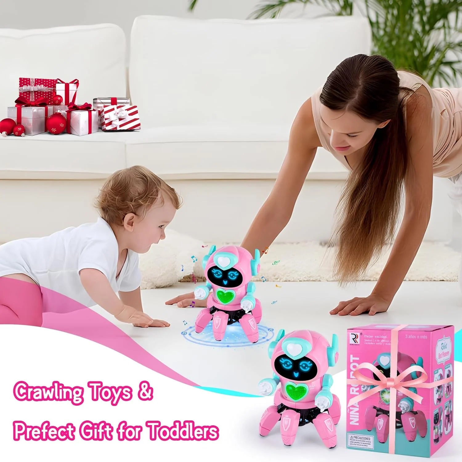 Interactive Dancing Robot Toy for Kids – Musical, Flashing Lights, Perfect Gift for Boys & Girls Ages 3-8 – Pink