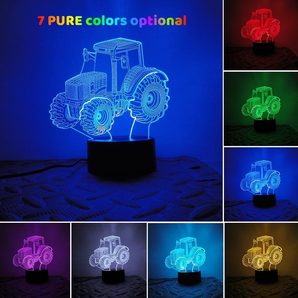 TRACTOR MIXED COLOR NIGHT LIGHT: 3D ILLUSION USB LAMP