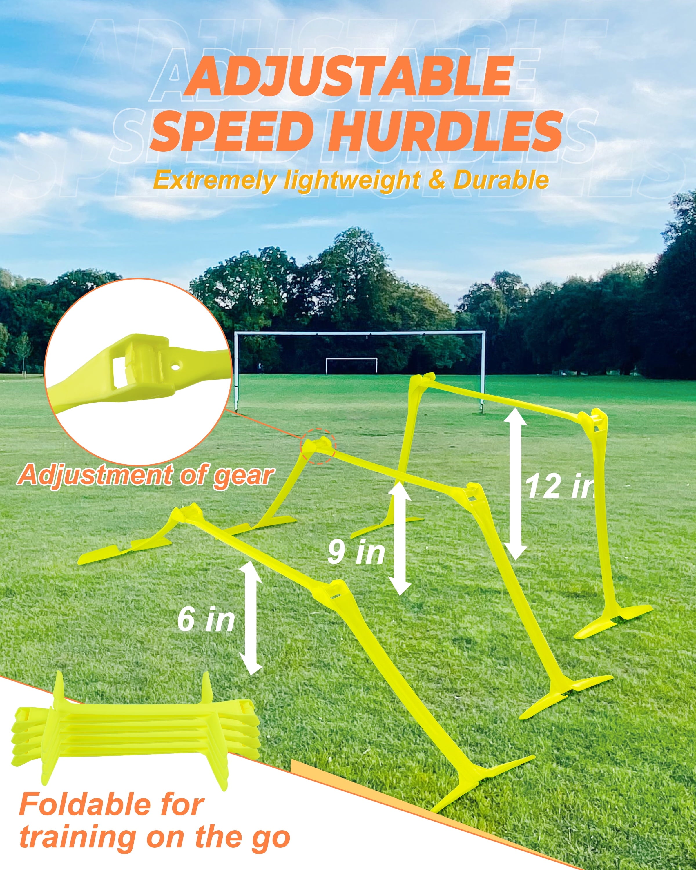 DF  Ultimate Speed and Agility Training Set for Kids - 20Ft Ladder, Cones, Hurdles, Resistance Parachute & Jump Rope for Basketball & Soccer
