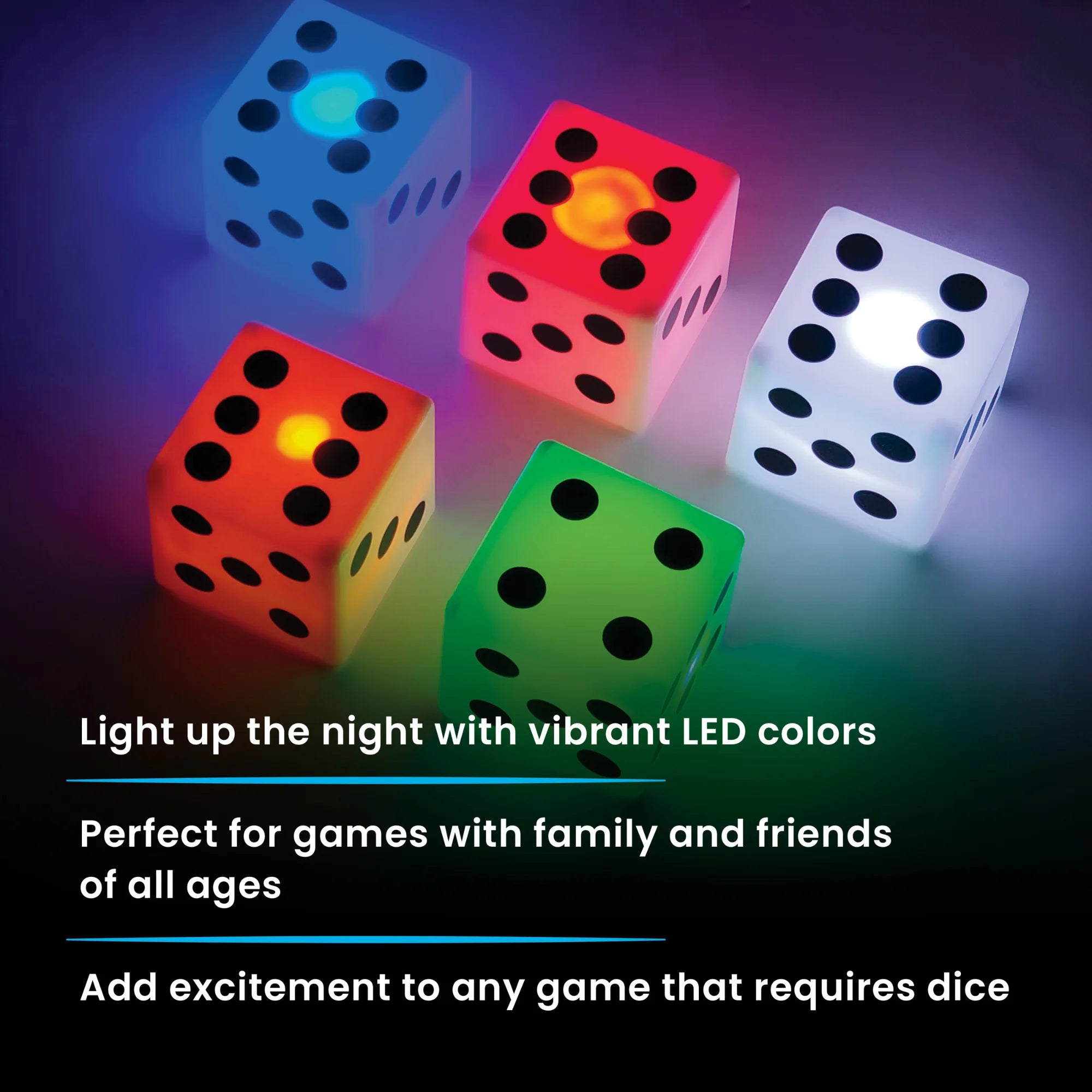 LED Jumbo Dice, Light-Up Game, for All Ages, by
