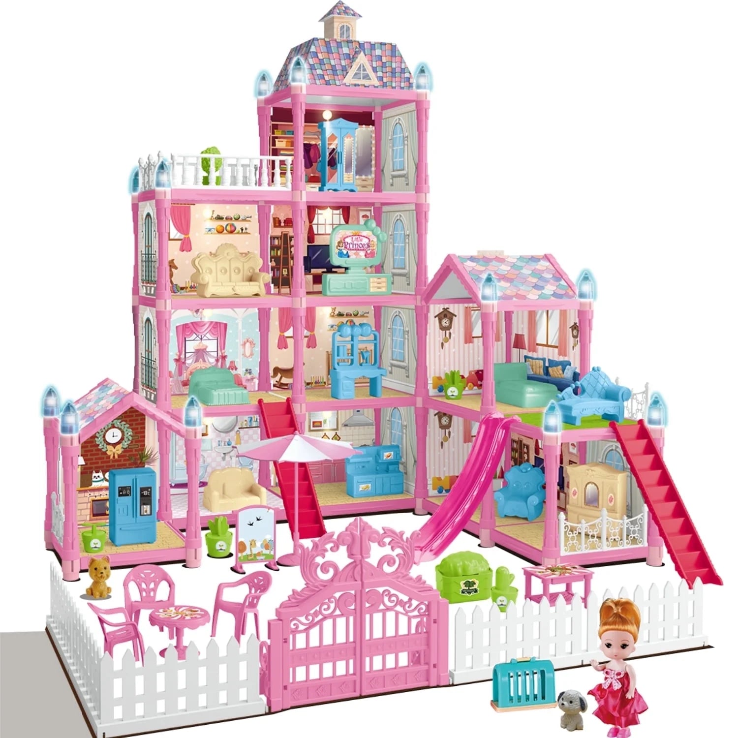 Enchanting  275-Piece Dollhouse Kit - 11 Room DIY Playhouse for Girls Ages 3-8, Perfect Pink Castle Gift for Kids!