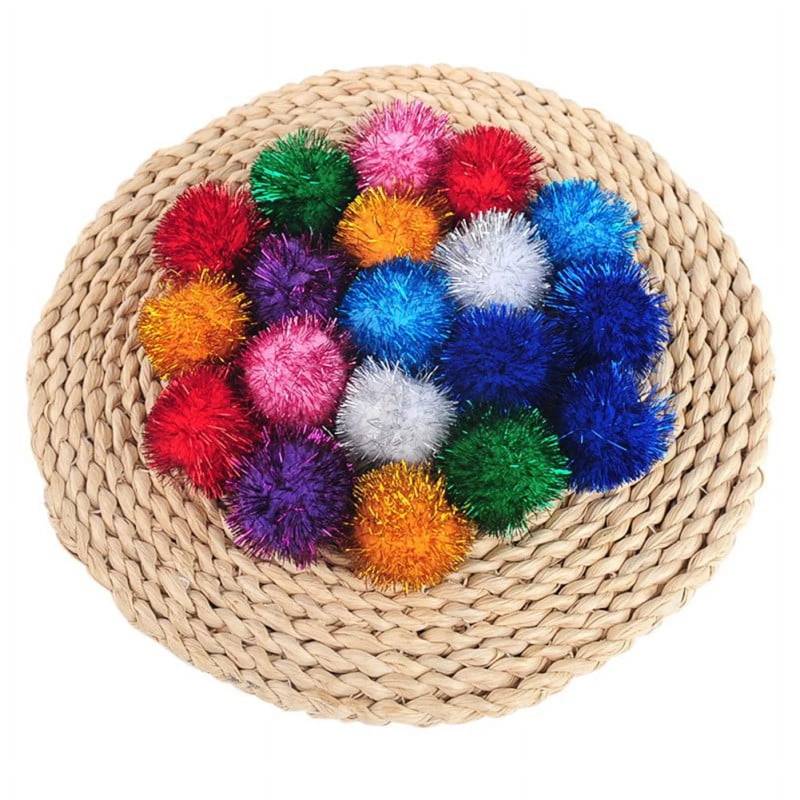 SPARKLE BALL CAT TOY - INTERACTIVE GLITTER POM POM BALLS 
